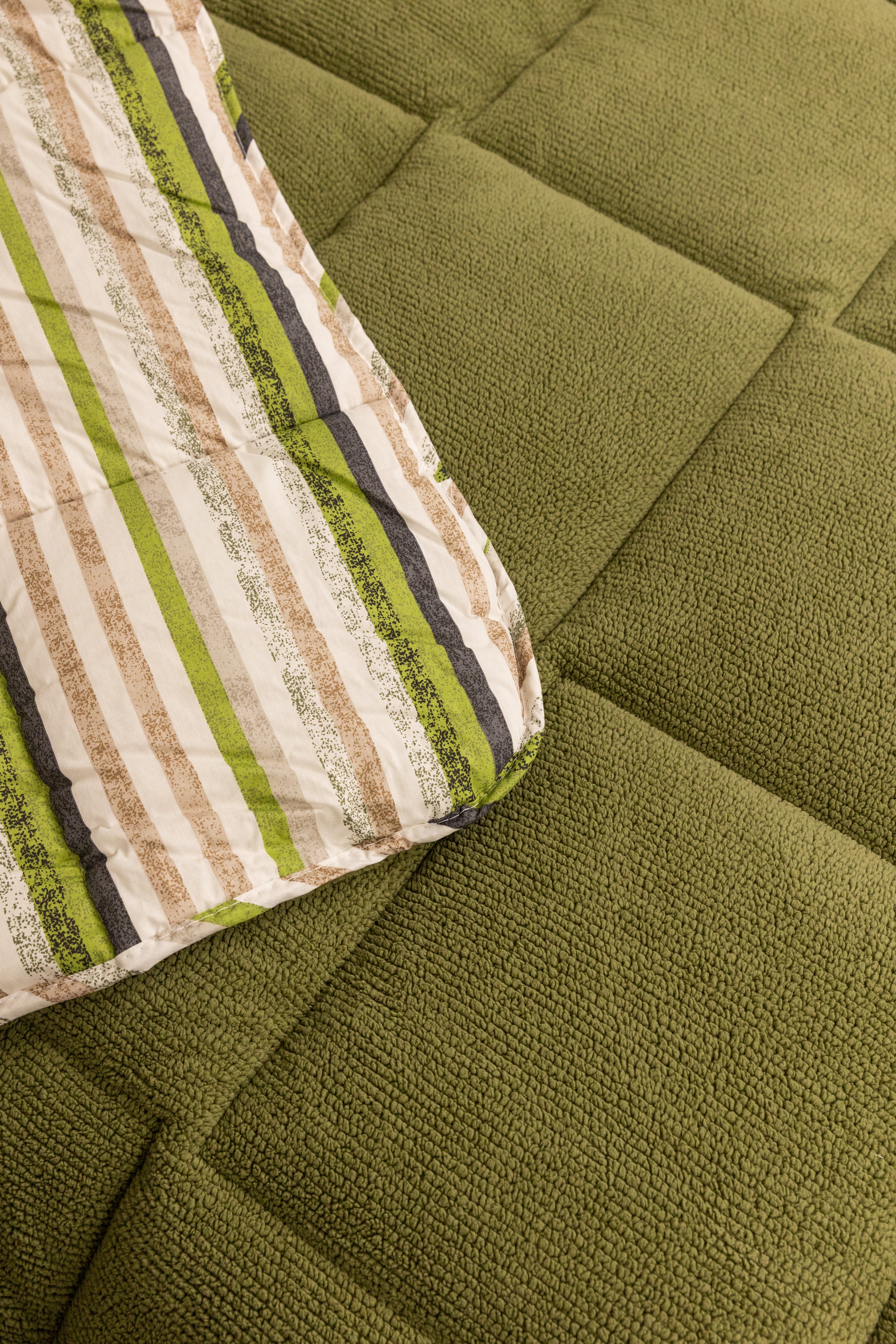 Sherpa Haki Çift Kişilik Lastikli Çarşaflı Comforter Uyku Seti