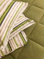 Sherpa Haki Çift Kişilik Lastikli Çarşaflı Comforter Uyku Seti