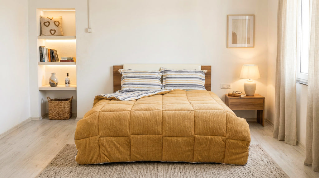 Sherpa Turuncu Çift Kişilik Lastikli Çarşaflı Comforter Uyku Seti