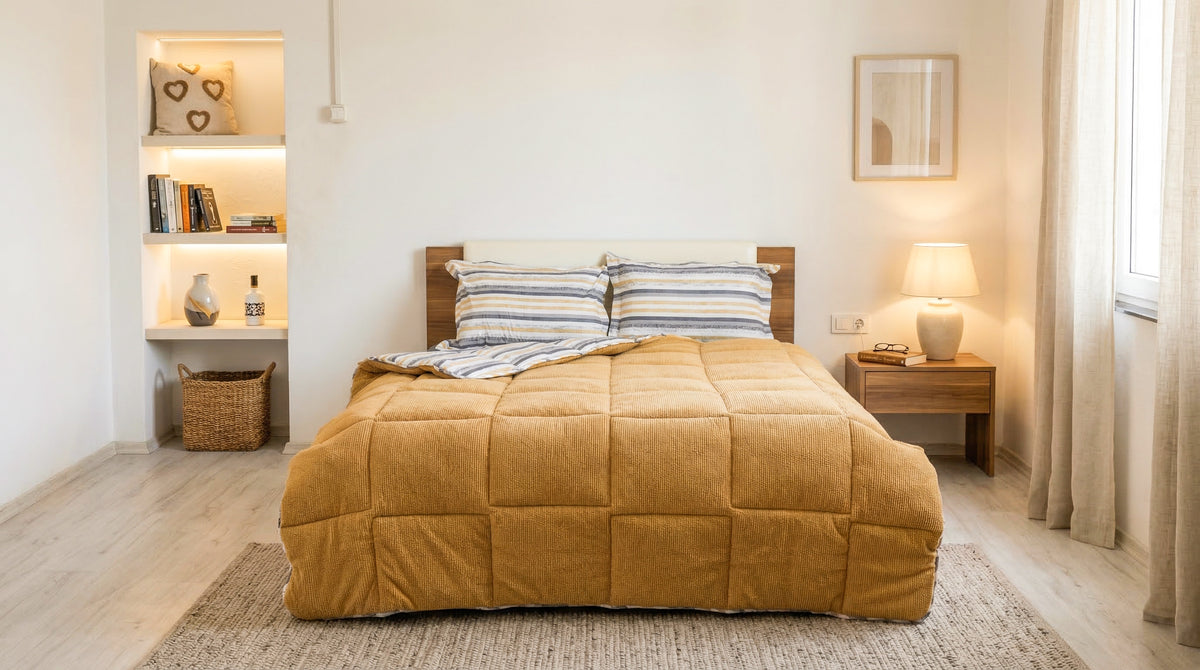 Sherpa Turuncu Çift Kişilik Lastikli Çarşaflı Comforter Uyku Seti